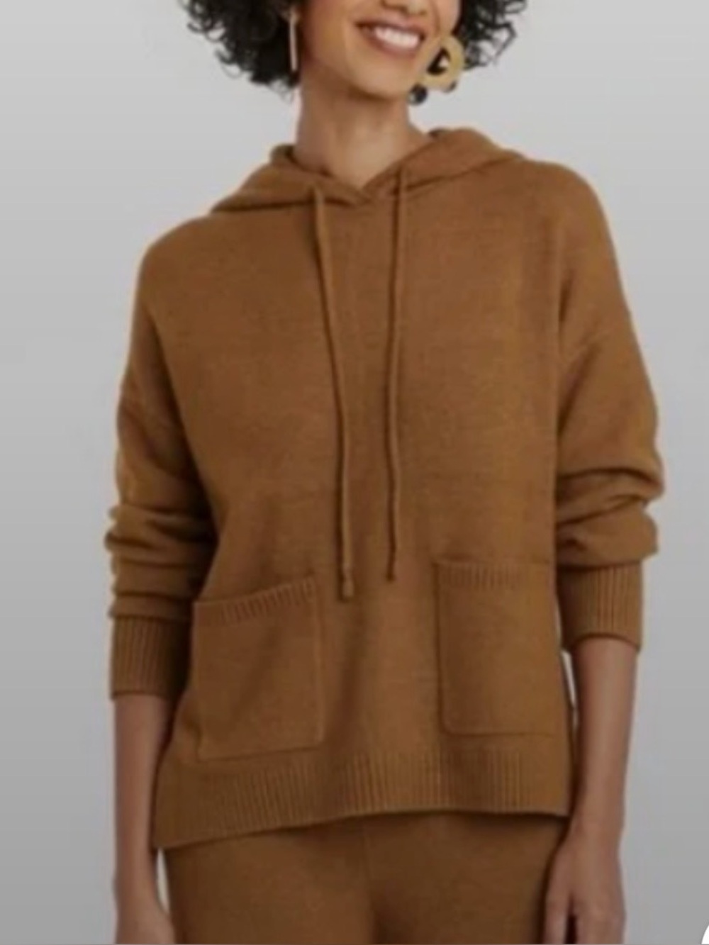 🩷 a new day Women’s Hooded Crewneck Sweater in Taupe size M with pockets 🩷